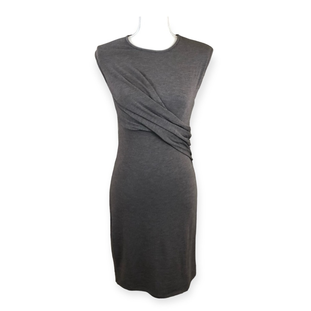 Three Dots Taupe Draped Front Sleeveless Knit Gathered Bodycon Dress Size XS - Picture 15 of 15